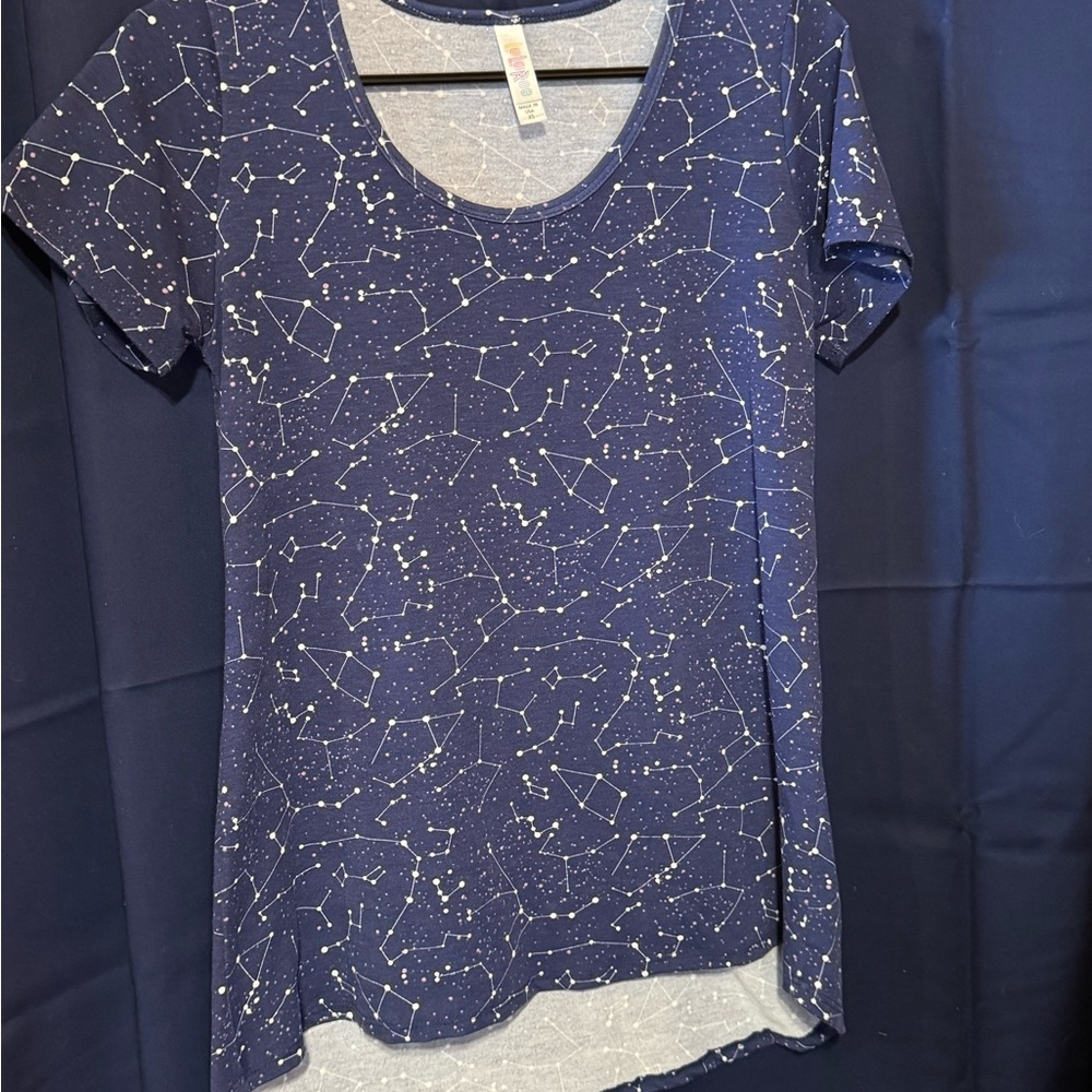 LuLaRoe Blue Short Sleeve T-Shirt with Constellation Design